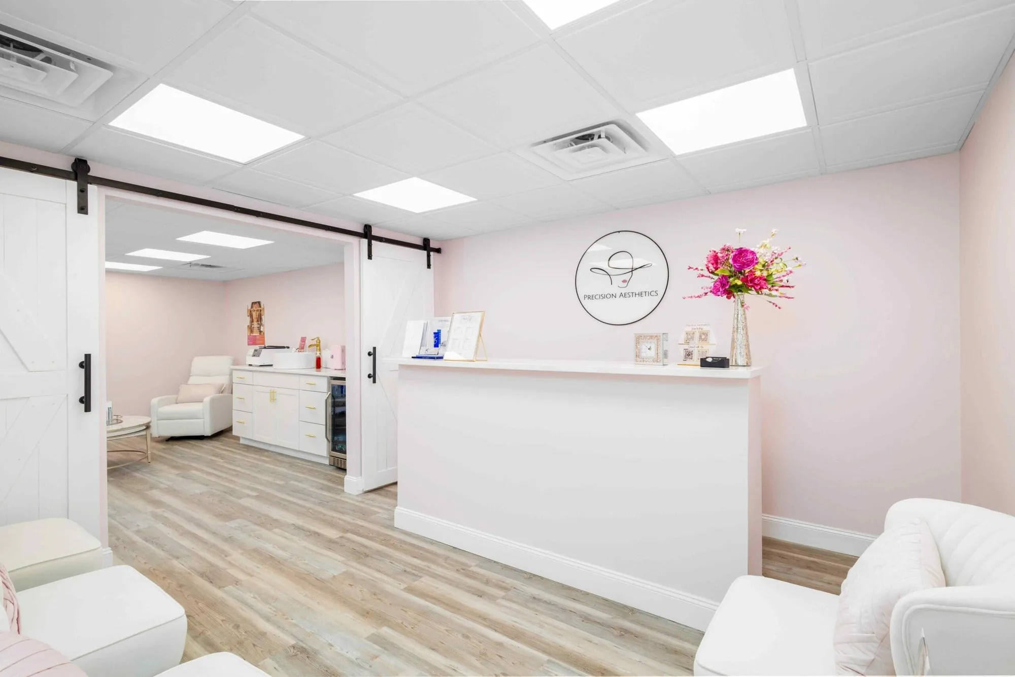 The Precision Aesthetics front desk and lobby in Weirton